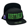 Australia Hatstop All Black/Green Letters With Country Flag Adjustable Snapback Hat