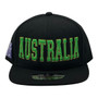Australia Hatstop All Black/Green Letters With Country Flag Adjustable Snapback Hat