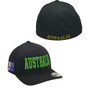 Australia Hatstop All Black/Green Letters With Country Patch Flex-Fit Hat