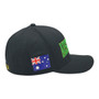 Australia Hatstop All Black/Green Letters With Country Patch Flex-Fit Hat