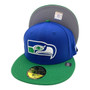 Seattle Seahawks New Era Retro Logo All Royal Blue With Kelly Green Bill With Gray Bottom 59FIFTY Fitted Hat