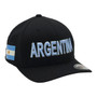 Argentina Hatstop All Black With Flag Colors In Letters With Country Patch Flex-Fit Hat