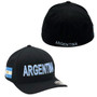 Argentina Hatstop All Black With Flag Colors In Letters With Country Patch Flex-Fit Hat