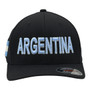 Argentina Hatstop All Black With Flag Colors In Letters With Country Patch Flex-Fit Hat