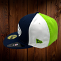 Seattle Seahawks New Era Pin Wheel Muti Colors Navy/White/Lime Green 59FIFTY Fitted Hat