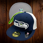 Seattle Seahawks New Era Pin Wheel Muti Colors Navy/White/Lime Green 59FIFTY Fitted Hat