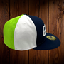 Seattle Seahawks New Era Pin Wheel Muti Colors Navy/White/Lime Green 59FIFTY Fitted Hat