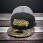 Seattle Seahawks New Era Black With Real Tree Camo Bill 59FIFTY Fitted Hat
