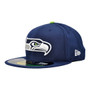 Seattle Seahawks New Era All Navy With Lime Green Button With Team Color 59FIFTY Fitted Hat