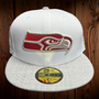 Seattle Seahawks New Era All White Hat With Heather Gray Bill And Red Inside The Seahawks 59FIFTY Fitted Hat