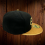 Seattle Seahawks New Era All Black With Gold Satin Bill And Metallic Gold Seahawk 59FIFTY Fitted Hat