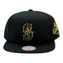 Seattle Mariners Mitchell & Ness Black With Metallic Gold Outline Adjustable Snapback Hat