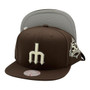 Seattle Mariners Mitchell & Ness Brown With Trident Logo And 50TH Season Patch Adjustable Snapback Hat