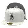 Seattle Mariners New Era White/Black Outline With Basic Logo 59FIFTY Fitted Hat