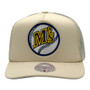 Seattle Mariners Mitchell & Ness Chrome White With “M’S” Logo A-Frame Trucker Mesh Adjustable Snapback Hat