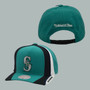Seattle Mariners Mitchell & Ness Tri Colors Stripe Teal/White/Black Basic Logo A-Frame Adjustable Snapback Hat
