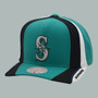 Seattle Mariners Mitchell & Ness Tri Colors Stripe Teal/White/Black Basic Logo A-Frame Adjustable Snapback Hat