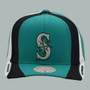 Seattle Mariners Mitchell & Ness Tri Colors Stripe Teal/White/Black Basic Logo A-Frame Adjustable Snapback Hat