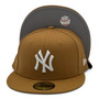 New York Yankees New Era All Panama Tan With Basic Logo And Light Gray Bottom 59FIFTY Fitted Hat
