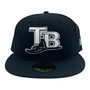 Tampa Bay Rays New Era All Black With White Logo 59FIFTY Fitted Hat