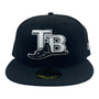 Tampa Bay Rays New Era All Black With White Logo 59FIFTY Fitted Hat