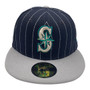 Seattle Mariners New Era All Pinstriped Navy With Gray Bill 59FIFTY Fitted Hat