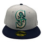 Seattle Mariners New Era Heather Gray/Navy Bill With XL Logo 59FIFTY Fitted Hat