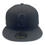 Seattle Mariners New Era Black On Black 59FIFTY Fitted Hat