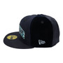 Seattle Mariners New Era All Navy Pinwheel And Gray Bottom With 2001 All-Star Game Patch On Side 59FIFTY Fitted Hat