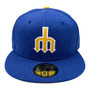 Seattle Mariners New Era All Heather Royal Blue With Trident Cooperstown Logo 59FIFTY Fitted Hat
