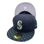 Seattle Mariners New Era All Navy With Teal Embossed Stars All Over Bill 59FIFTY Fitted Hat