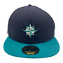 Seattle Mariners New Era Navy/Aqua Bill With Embossed Logo On Side Alternate Logo Diamond Era 59FIFTY Fitted Hat