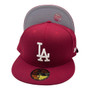 Los Angeles Dodgers New Era All Burgundy With White Logo 59FIFTY Fitted Hat