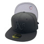 Oakland Athletics New Era Black On Black With Gray Bottom 59FIFTY Fitted Hat