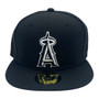 Los Angeles Angels New Era All Black With White Logo 59FIFTY Fitted Hat