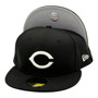 Cincinnati Reds New Era All Black With White Logo 59FIFTY Fitted Hat