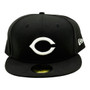 Cincinnati Reds New Era All Black With White Logo 59FIFTY Fitted Hat