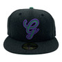 Generales De Durango New Era Heather Black With Green And Light Purple Outline 59FIFTY Fitted Hat