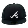 Atlanta Braves New Era All Black With White Logo 59FIFTY Fitted Hat