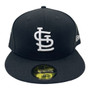 St. Louis Cardinals New Era All Black With White Logo 59FIFTY Fitted Hat