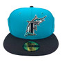 Florida Marlins New Era Teal/Black Bill Cooperstown Logo 59FIFTY Fitted Hat