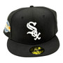 Chicago White Sox New Era All Black With White Logo And 2005 World Series Patch On Side 59FIFTY Fitted Hat