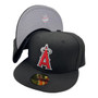 Los Angeles Angels New Era All Black And Gray Bottom And 2002 World Series Patch On Side 59FIFTY Fitted Hat