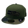 Seattle Seahawks New Era Rifle Green With Woodland Camo Bill 59FIFTY Fitted Hat