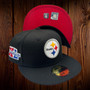 Pittsburgh Steelers New Era All Black/Red Under Visor With Super Bowl XL Patch On Side 59FIFTY Fitted Hat