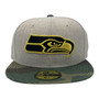Seattle Seahawks New Era Heather Gray/Green Camo With Metallic Gold Logo 59FIFTY Fitted Hat