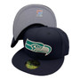 Seattle Seahawks New Era All Navy With Metallic Silver Logo 59FIFTY Fitted Hat