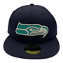 Seattle Seahawks New Era All Navy With Metallic Silver Logo 59FIFTY Fitted Hat