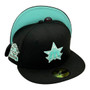 Seattle Mariners New Era 1980-1986 Logo All Black/Mint Bottom With 20TH Anniversary Patch On Side 59FIFTY Fitted Hat