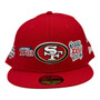 San Francisco 49ers New Era All Red With Super Bowl Patches All Over 59FIFTY Fitted Hat San Francisco 49ers New Era All Red With Super Bowl Patches All Over 59FIFTY Fitted Hat